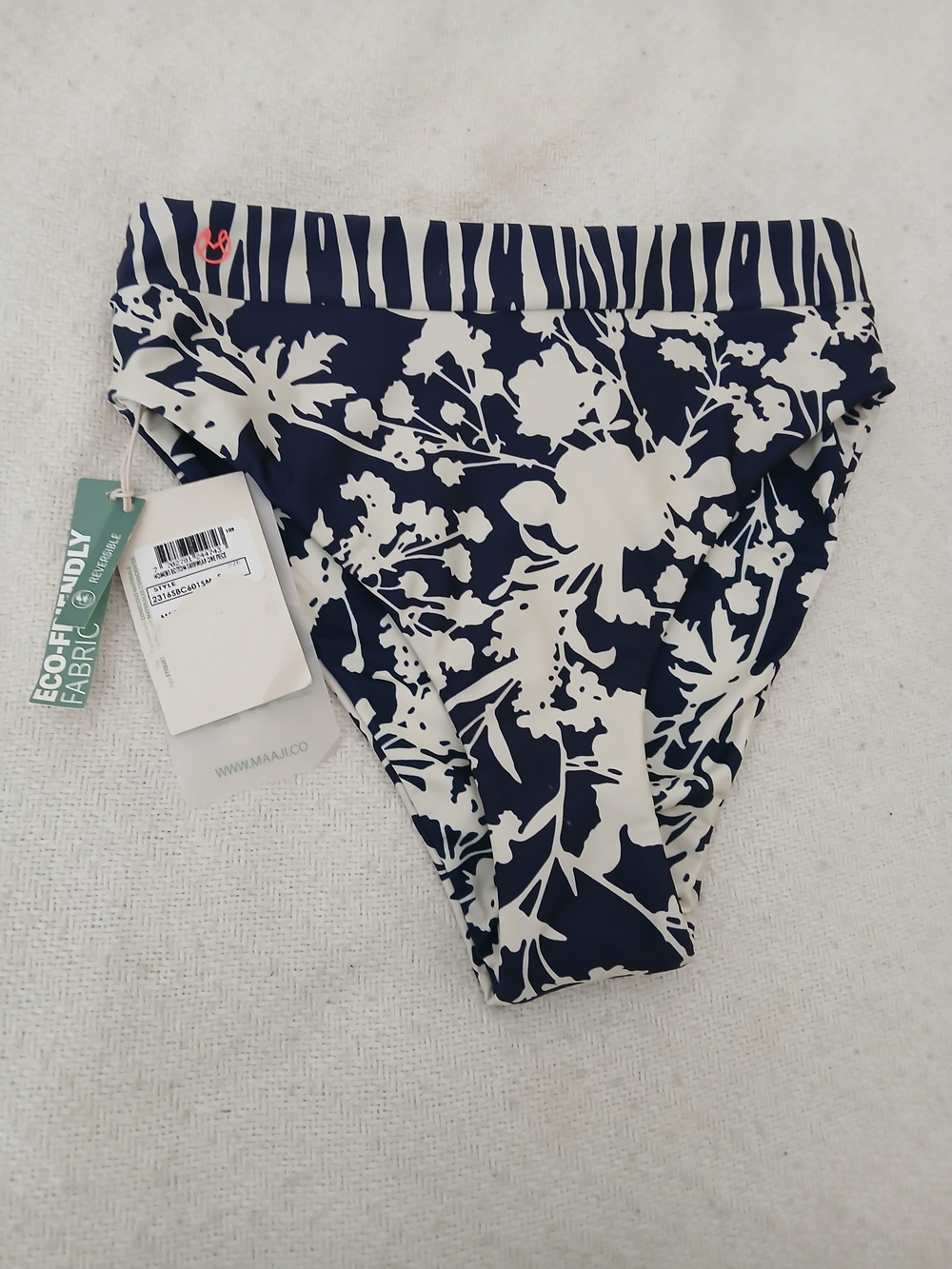 Maaji Floral Navy & White Bikini Bottom